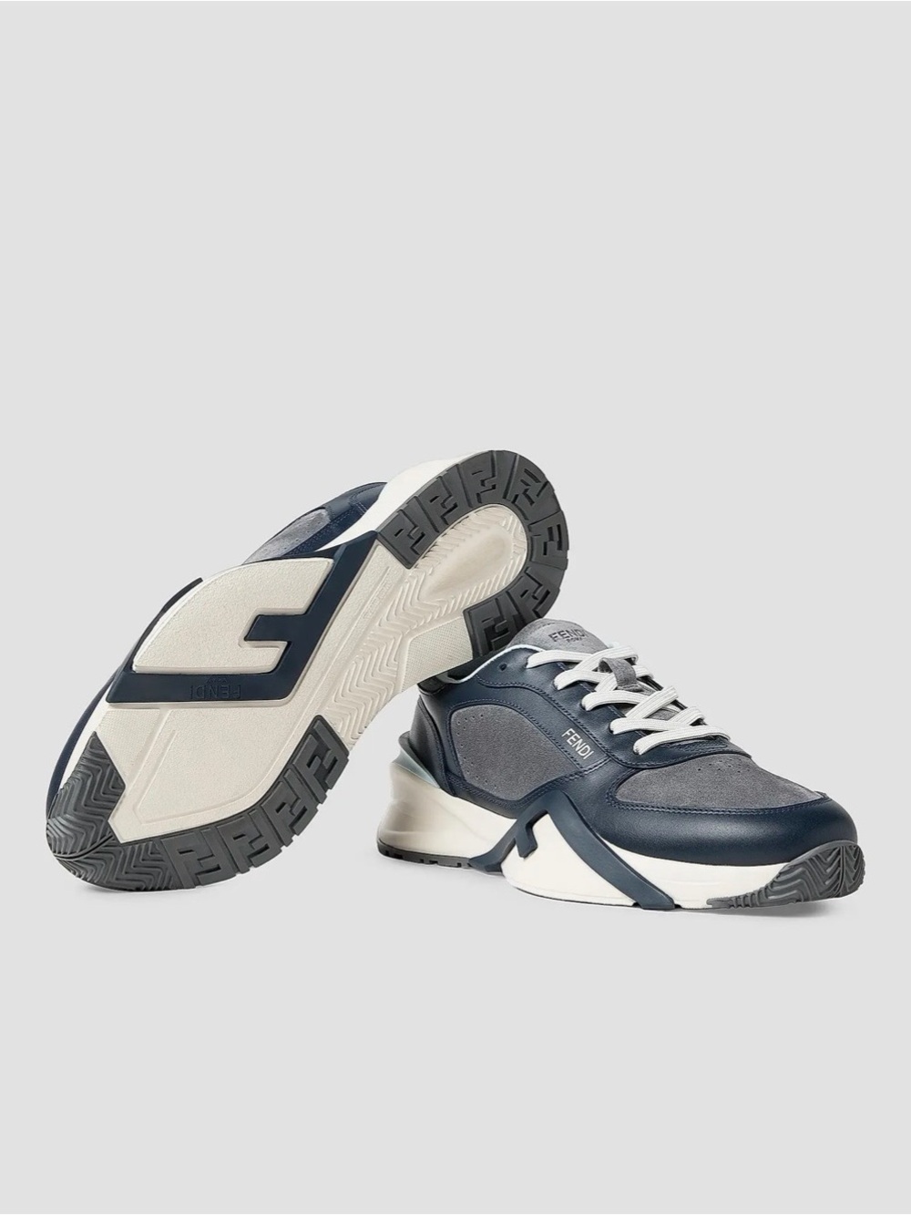Fendi Flow Tonal Colorblocked Low-Top Sneakers in Blue/Grey Size 11 - Picture 2 of 12